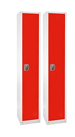 Alpine 1-Tier Steel Lockers, 72”H x 12”W x 12”D, Red, Set Of 2 Lockers