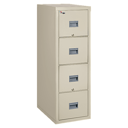 FireKing® Patriot 31-5/8"D Vertical 4-Drawer Legal-Size File Cabinet, Parchment, Dock To Dock Delivery