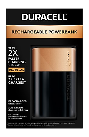 Duracell® Rechargeable 10050 mAh Powerbank - 3 day portable charger, Pack of 1