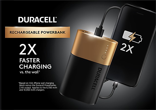 Duracell Rechargeable 10050 mAh Powerbank 3 day portable charger Pack of 1  - Office Depot