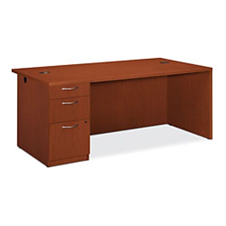HON® Park Avenue Laminate Single Left-Pedestal Desk, 29"H x 72"W x 36"D, Henna Cherry