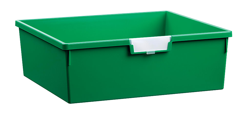 Storsystem Extra Wide Double Depth Tote Tray, Rectangle, 32.2 Qt, 16 3/4" x 18 1/2" x 6", Primary Green