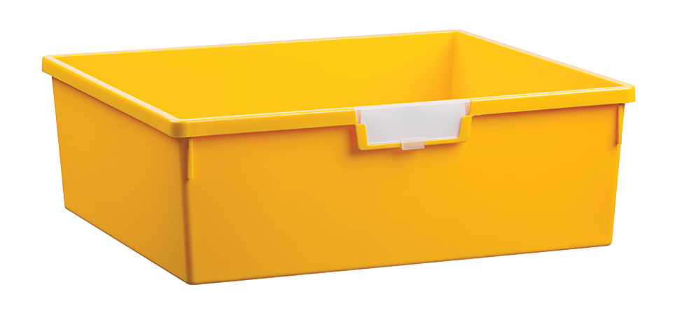Storsystem Extra Wide Double Depth Tote Tray, Rectangle, 32.2 Qt, 16 3/4" x 18 1/2" x 6", Primary Yellow