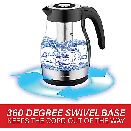 Brentwood 1 79 Qt 1100W Cordless Glass Electric Kettle With Tea Infuser