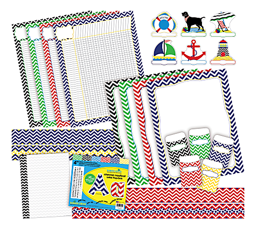 Barker Creek Chevron Curated Collection Bulletin Board Set, Nautical