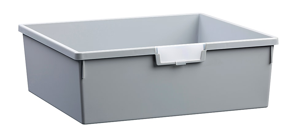 Storsystem Extra Wide Double Depth Tote Tray, Rectangle, 32.2 Qt, 16 3/4" x 18 1/2" x 6", Light Gray