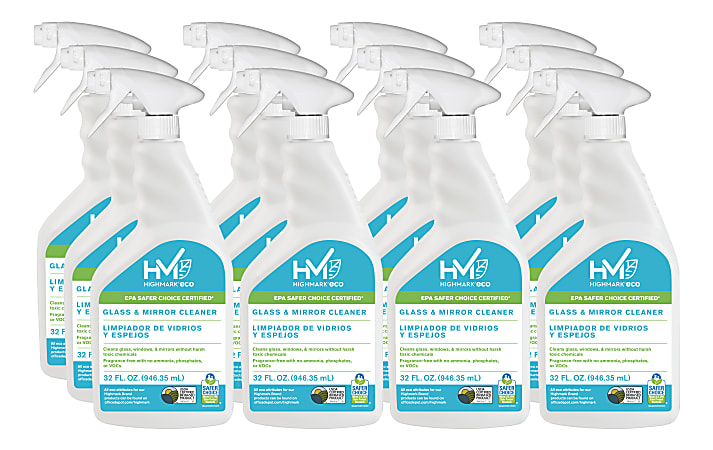 Highmark ECO Glass And Mirror Cleaner 32 Oz Case Of 12 Bottles