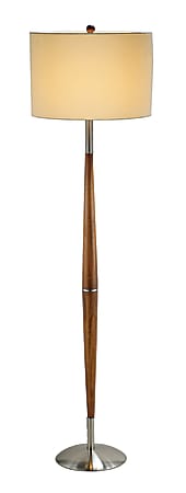 Adesso® Hudson Floor Lamp, 61"H, White Shade/Brushed Steel Base