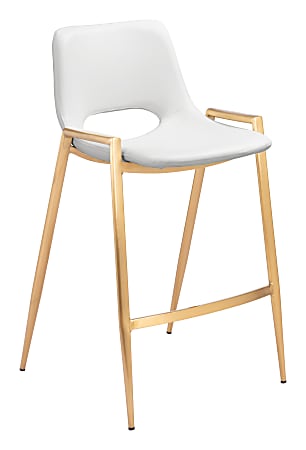 Zuo Desi Counter-Height Stools, White/Gold, Set Of 2 Stools