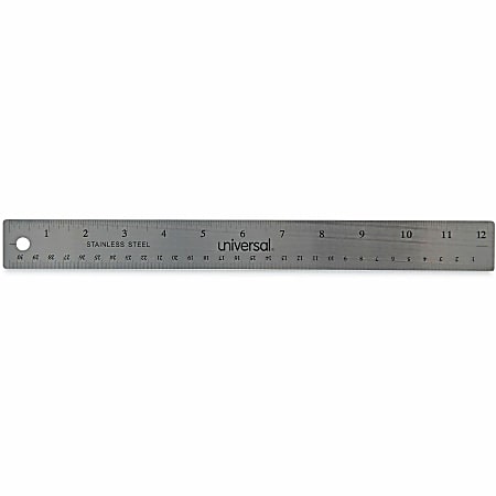 Universal Ruler, 12" Length, 1/16 Graduations, Metric, Standard Measuring System, Stainless Steel, Cork - 1 Each