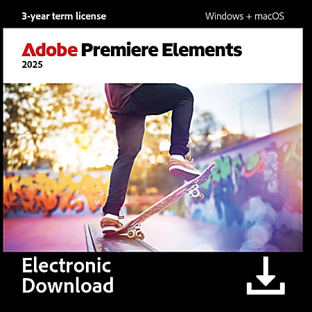 Adobe Premier Elements 2025, 3 YR Term, Mac& Windows, Download