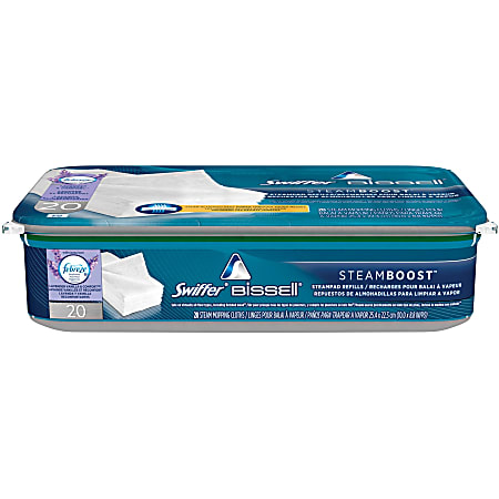 Swiffer SteamBoost Pad Refills - 20/Pack - Rectangle - 11.40" Width - Mopping, Cleaning - Linoleum, Vinyl, Laminate, Marble, Ceramic Tile, Stone, Wood Floor - Scented, Dirt Remover, Textured, Pre-moistened - Cloth - White