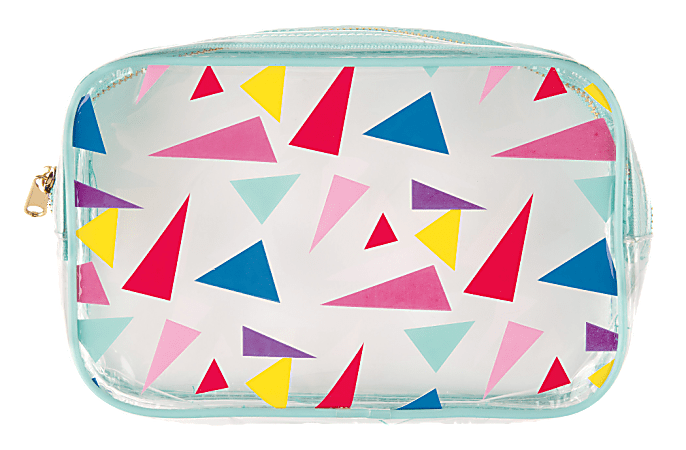 Divoga® Rounded Pencil Pouch, 5 1/2"H x 8 1/4"W x 1 5/8"D, Bright Triangles