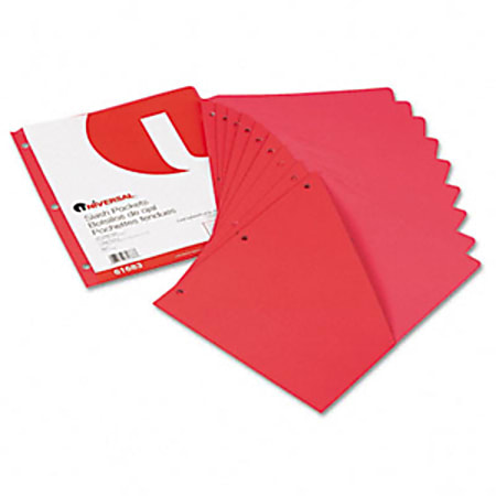 Universal Slash Cut Binder Pockets - Letter - 10 / Pack - Red