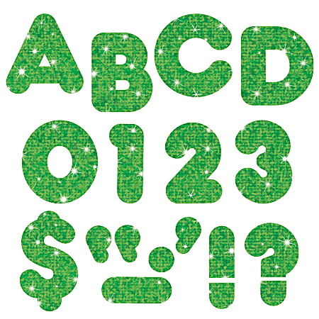 TREND Ready Letters®, 2", Sparkle Casual Uppercase Letters/Numbers, Green, Pack Of 142