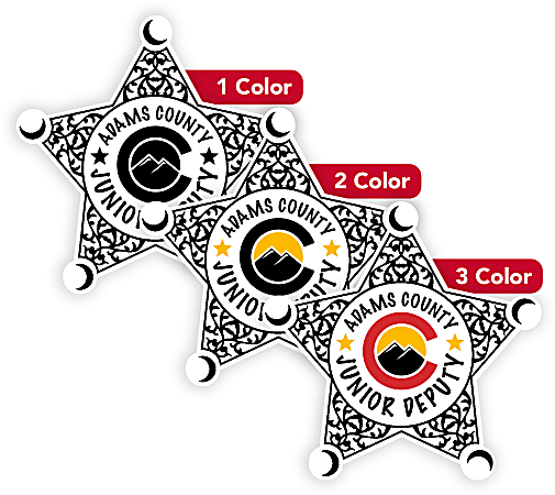 Custom 1, 2 Or 3 Color Printed Labels/Stickers, Sheriff Star Shape, 2-3/4" x 2-3/4", Box Of 250