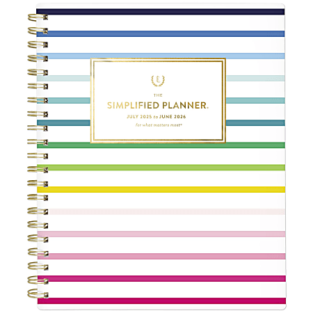 Simplified by Emily Ley for AT-A-GLANCE® Academic 2025-2026 Weekly Monthly Planner, Happy Stripe, Large, 8 1/2" x 11"