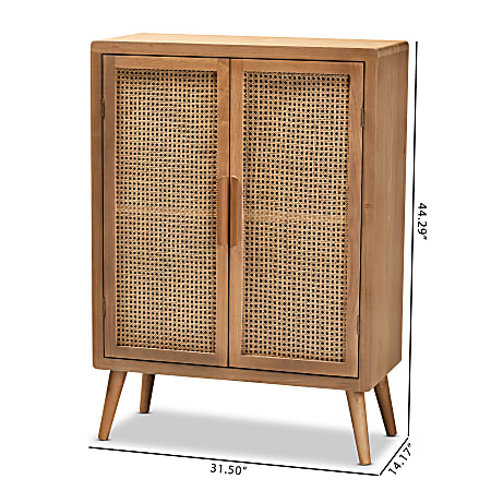 Baxton Studio 45 H Modern Rattan Accent Storage Cabinet Medium Oak