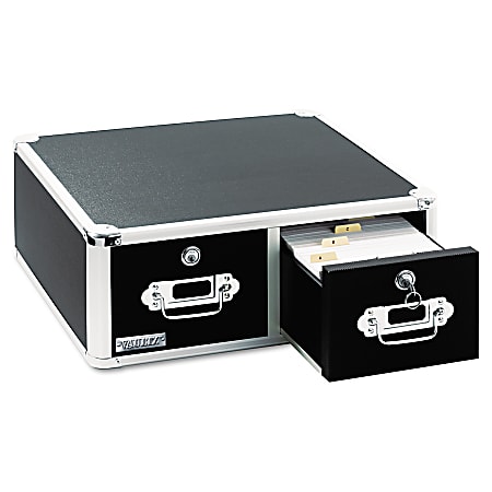Vaultz® Locking Index Card Cabinet For 5" x 8" Cards, 2-Drawer, 7 1/2"H x 14"W x 20"D, Black