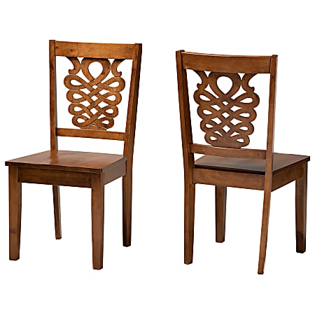 Baxton Studio Gervais Dining Chairs, Walnut Brown, Set Of 2 Dining Chairs