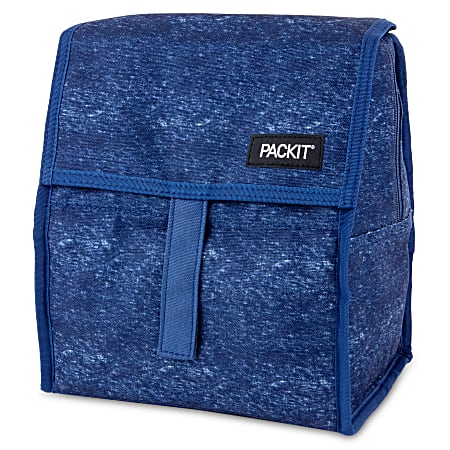 PackIt Freezable Hampton Lunch Bag 8 12 H x 10 12 W x 7 34 D Blue Office Depot
