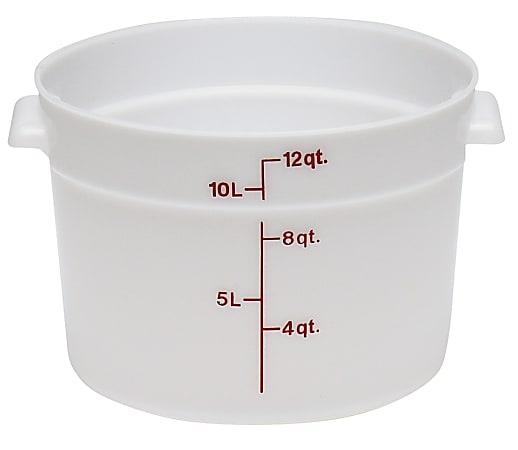 Cambro Poly Round Food Storage Containers, 12 Qt, White, Pack Of 6 Containers