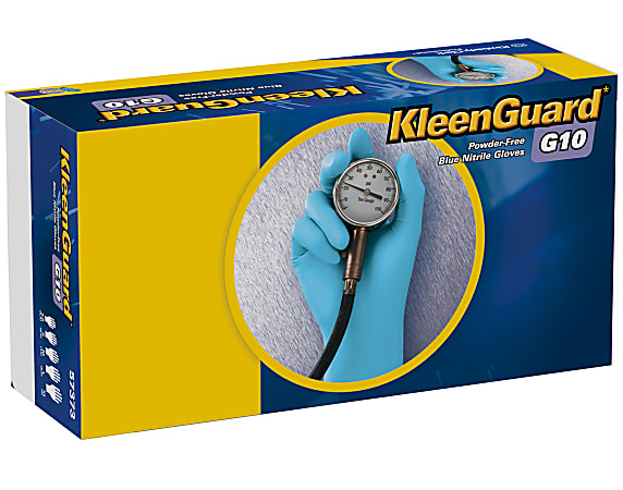 Kleenguard G10 Blue Nitrile Gloves - Small Size - Nitrile, Synthetic - Blue - Textured, Ambidextrous, Powder-free, Beaded Cuff, Non-sterile, Chlorinate, Durable - For Food Handling - 100 / Box