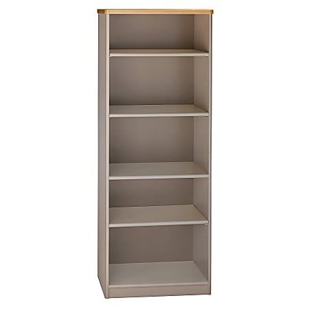 Bush Business Furniture Office Advantage 5 Shelf Bookcase, 26"W, Light Oak, Premium Installation