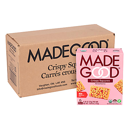 Made Good Madegood Strawberry Crispy Squares, 0.78 Oz, 6 Packages Per Pack, Set Of 2 Packs