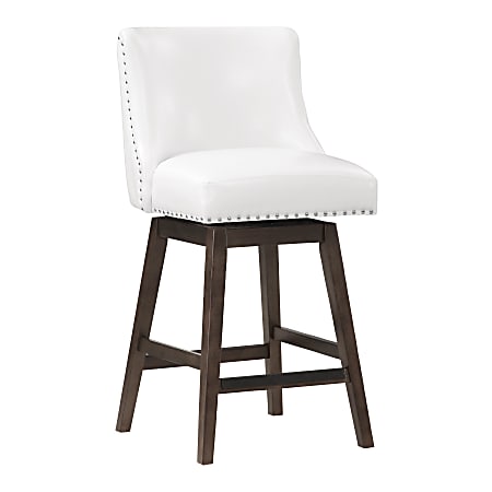 Office Star Granville Faux Leather Swivel Counter Stool, White