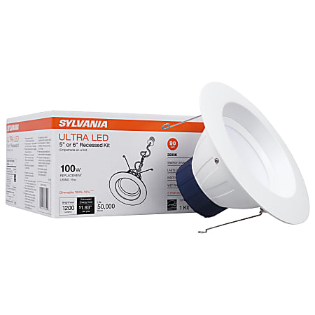 Sylvania LEDvance Indoor/Outdoor Downlight LED Fixtures, 5/6" Diameter, Dimmable, 3000 Kelvin/Warm White, 16 Watt, 1200 Lumens, Case Of 2 Fixtures