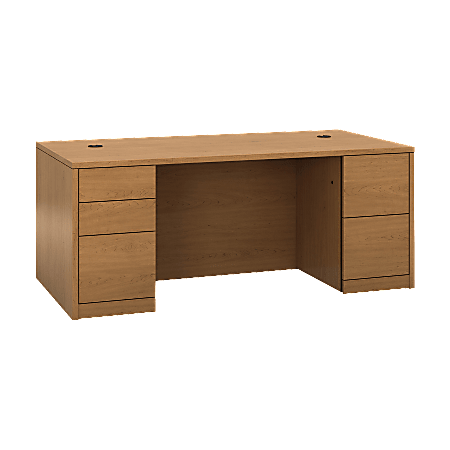 HON 10500 H105890 Pedestal Desk - 72" x 36" x 29.5" x 1.1" - 5 - Double Pedestal - Material: Wood - Finish: Harvest, Laminate