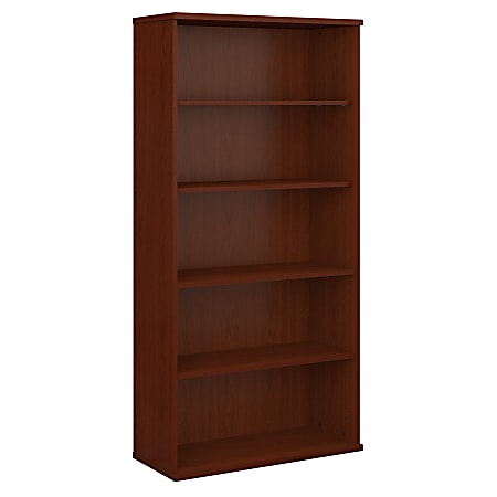 Bush Business Furniture Components 5 Shelf Bookcase, 36"W, Mahogany, Premium Installation