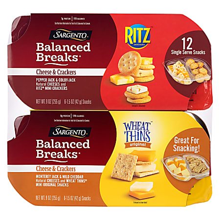 Sargento Balanced Breaks Cheese And Crackers Kits, 1.5 Oz, Pack Of 12 Kits