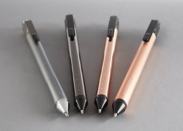 TUL Fine Writing Solid Metal Barrel Retractable Gel Pen with 2 Refills  Medium Point 0.7 mm Rose Gold Barrel BlackBlue Ink - Office Depot