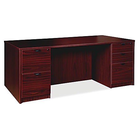 Lorell® Prominence 2.0 72"W Double-Pedestal Computer Desk, Mahogany