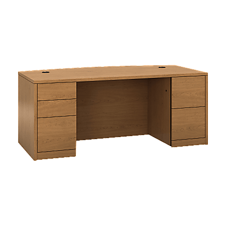 HON 10500 H105899 Pedestal Desk - 5-Drawer - 72" x 36" x 29.5" x 1.1" - 5 - Double Pedestal - Material: Wood - Finish: Harvest, Laminate