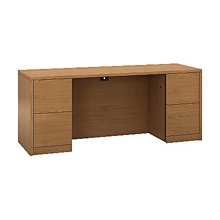 HON 10500 H105900 Kneespace Credenza - 2-Drawer - 72" x 24" x 29.5" x 1.1" - 2 - Material: Wood - Finish: Harvest, Laminate