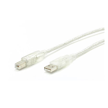 StarTech.com Transparent USB 2.0 cable - 4 pin USB Type A (M) - 4 pin USB Type B (M) - 10 ft - Type A Male - Type B Male - 10ft - Transparent
