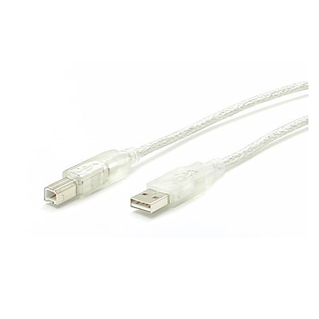 StarTech.com StarTech.com Transparent USB 2.0 cable - 4 pin USB Type A (M) - 4 pin USB Type B (M) - 10 ft - Type A Male - Type B Male - 10ft - Transparent