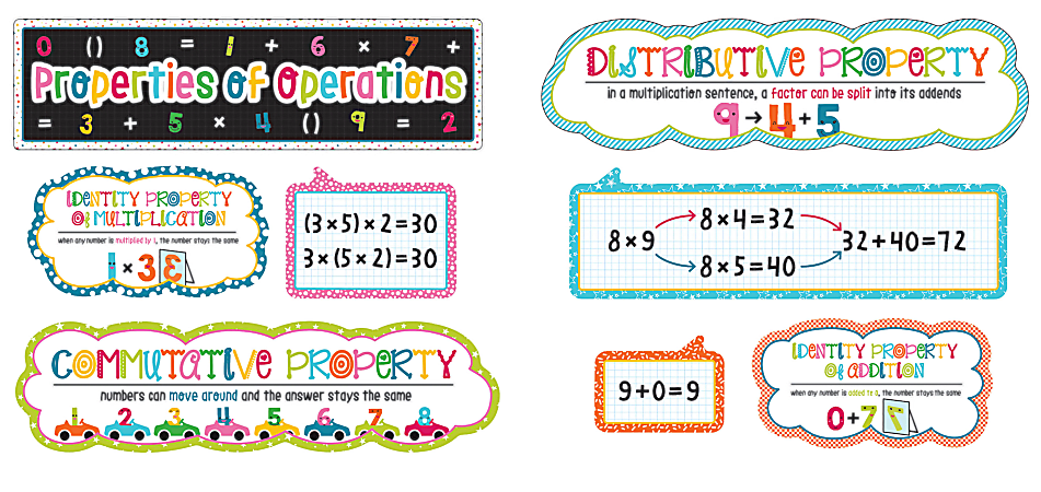 Carson-Dellosa School Pop Properties Of Operations Mini Bulletin Board Set, Multicolor, Grades 1-4