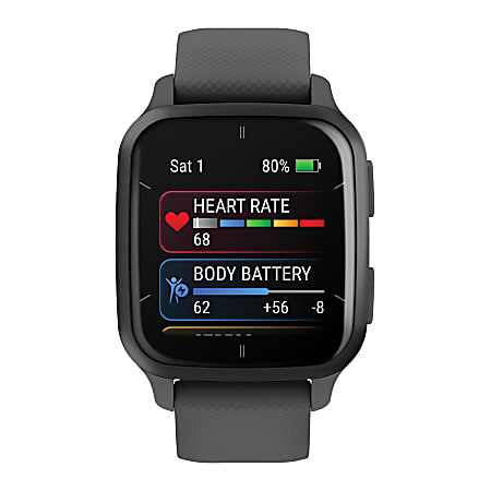 GARMIN - Garmin Venu Sq 2 （Shadow Gray/Slate） Garmin Venu Sq 2: 11-Day Battery, AMOLED Display & Health