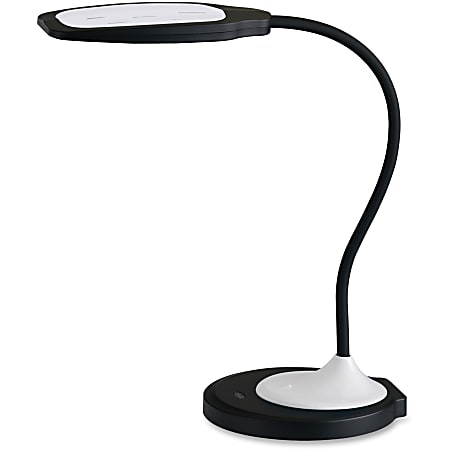 Lorell® LED USB Desk Lamp, Dimmable, Black/White