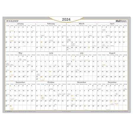 2024 AT-A-GLANCE® WallMates Self-Adhesive Dry-Erase Yearly Calendar, 24" x 18", January to December 2024, AW506028