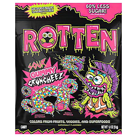 Rotten Gummy Cruncheez, Sour, 1.8 Oz, Total Qty 8