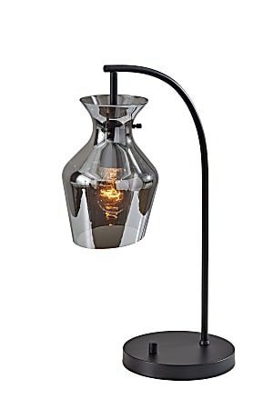 Adesso Tate Table Lamp, 21”H, Mirrored Smoked Glass Shade/Black Base