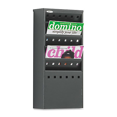Safco® Steel Magazine Rack, 5 Pockets, 20 1/2"H x 10"W x 4"D, Black