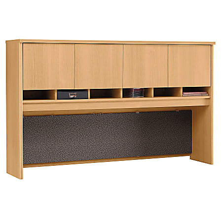 Bush Business Furniture Components 4 Door Hutch, 72"W, Light Oak, Standard Delivery