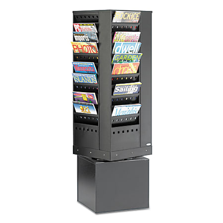 Safco 44 Pocket Steel Rotary Magazine Rack 48 H x 14 W x 14 D Black ...