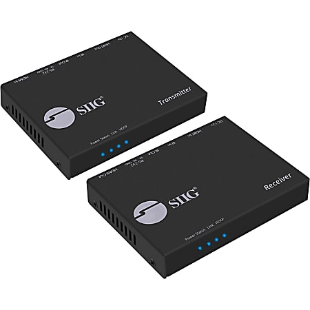 SIIG 4K HDMI HDBaseT Extender Over Single Cat5e/6 with RS-232, IR & PoC - 100m - 1 Input Device - 1 Output Device - 328.08 ft Range - 2 x Network (RJ-45) - 1 x HDMI In - 1 x HDMI Out - Serial Port - 4K - 3840 x 2160 - Twisted Pair - Category 6